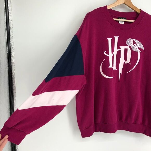 HARRY POTTER Licensed Snitch Sweatshirt Pink Color Block Graphic - Picture 5 of 7